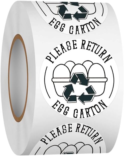 Louise Maelys 2 Inch Egg Carton Stickers - Market Egg Handling Stickers 500 Pcs Waterproof Please Retrun Egg Carton Lables for Egg Producers,Organic Farms,Farmers’Markets