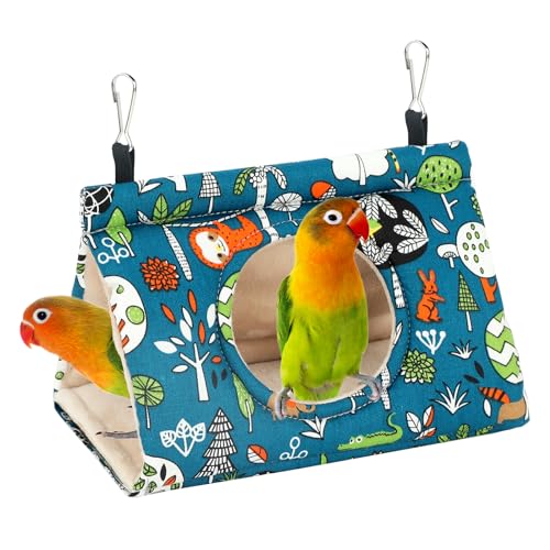 Rypet Bird Nest House, Bird Bed for Cage - Small (Pack of 1), Blue, Cotton, Hanging Hammock Bird Hut by Rypet