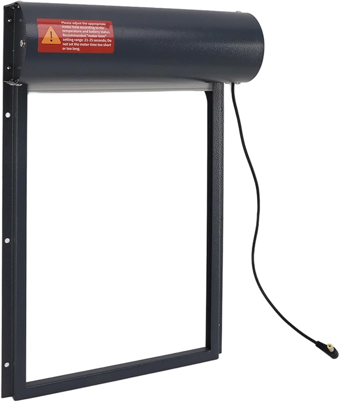 Chicken Doors Grey Solar Powered Time Control Programmable Automatic Chicken Coop Door with LED Display Controller for Farm Poultry Protection Iron Material 37x25cm