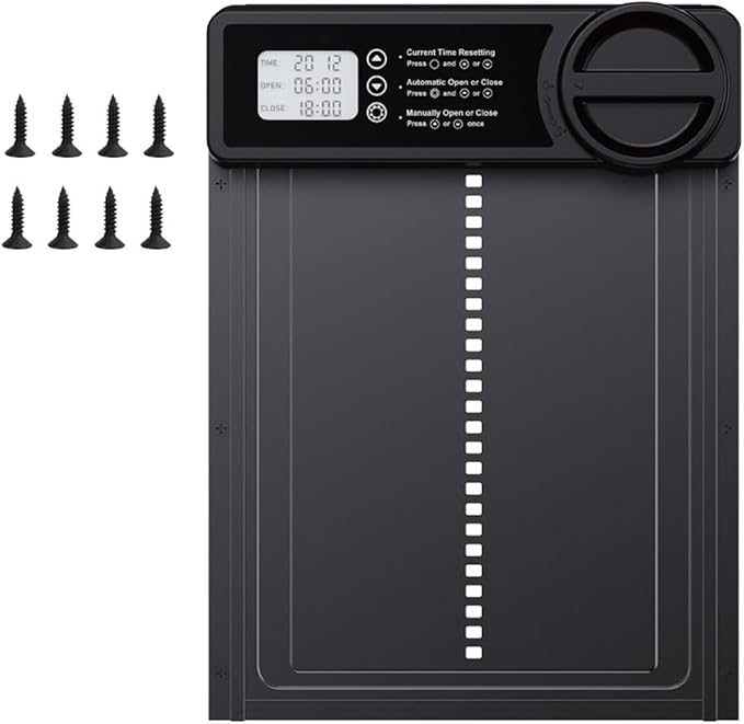 Automatic Chicken Coop Door Solar Powered, Display Automatic Chicken Door with Timer & Light Sensor,Solar Chicken Coop Door(Bundle2)