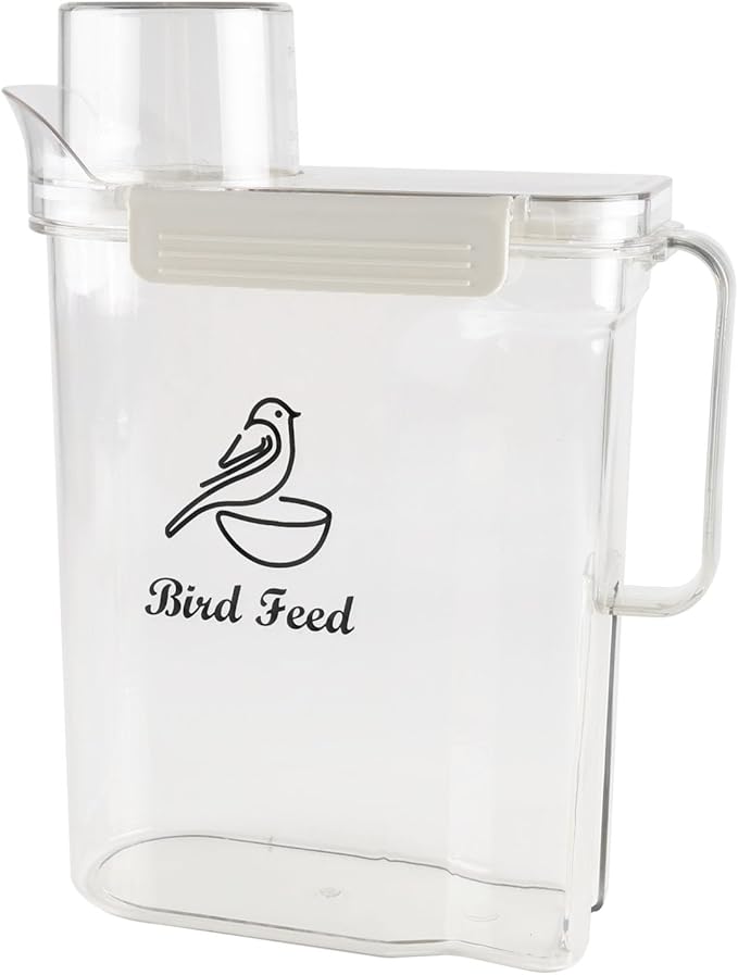Bird Seed Storage Container,5L Large Capacity Pet Food Storage Containers with Handle,Airtight Wild Bird Seed Dispenser-for PetBirds Parakeets Finches Food Mealworms Storage/BPA Free-Clear