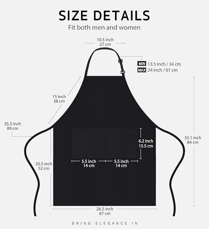 Syntus 4 Pack Adjustable Bib Apron with 2 Pockets Cooking Kitchen Aprons for Women Men Chef