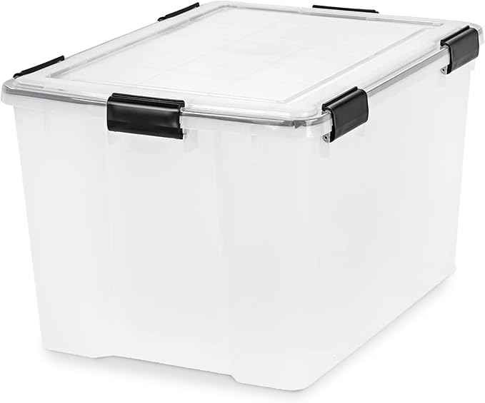 IRIS USA 4 Pack 74 Qt Storage Bins Plastic Gasket Box with Tight Latching Lids