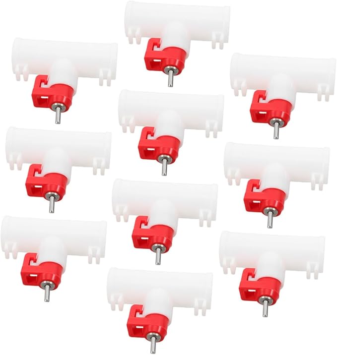 10pcs Dual-Head Ball Valve Poultry Water Nipples Automatic Chicken Waterer System Farm Drinking Fountain for Backyard and Commercial Use