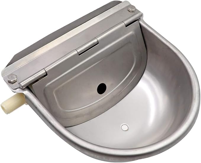 Stainless Steel Automatic Waterer Bowl with Float Valve Automatic Dog Water Bowl Water Trough for Dog Livestock Pig Chicken Goat Waterer with Drain Plug