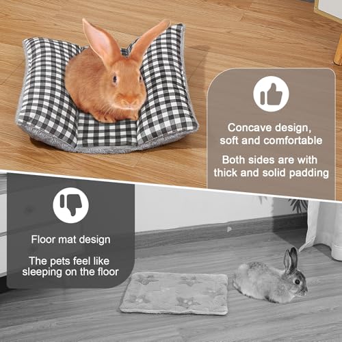 15"x14" Soft Plush Rabbit Bed Washable Cuddle Mat for Small Pets - Medium, Black and White Geometry, Polyester - Image 2