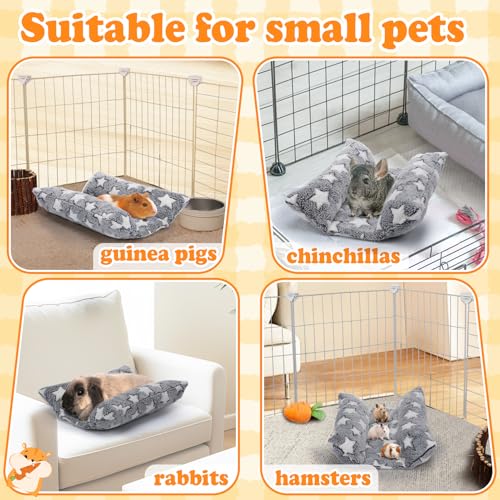 MEWTOGO 15.7" x 14" Bunny Bed for Rabbit Cage - 15.7 x 14In, Gray - Star, Flannel, Thickened & Soft - Image 7