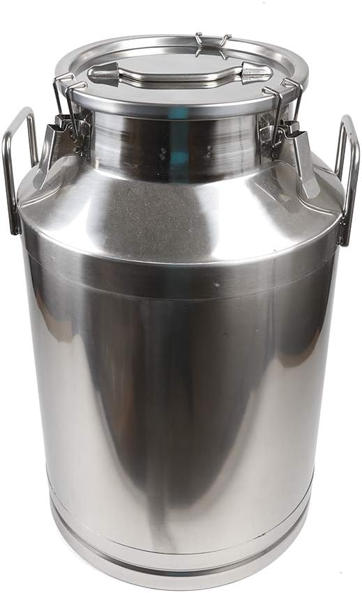 Commercial 60L (15.85 Gal) Stainless Steel Milk Can - Airtight Anti-Leak Storage Container for Raw Milk, Brewing, Wine, Water - Heavy Duty Utility Pail for Farm, Dairy, Cheese Making