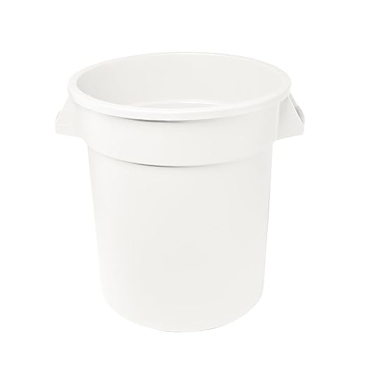 Feed and Seed Storage Container, 20 Gallon White Round Commercial Trash Can/Ingredient Bin, Food Storage Plastic Bin, Use in Agricultural, Gardening, or Household