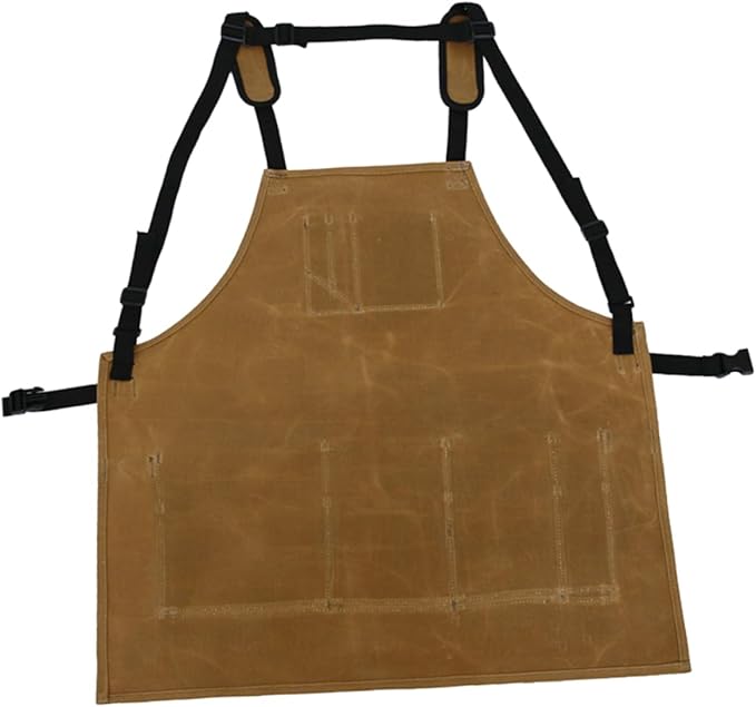 TOYANDONA Waterproof Heavy-Duty Waxed Canvas Garden Apron Tool Pockets Adjustable Cooking Apron for Men and Women Sturdy Oil-Proof Work Pinafore for Gardening and Woodworking