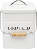 Morezi Bird seed and feed storage tin with lid Included - white-coated carbon steel - tight fitting lids - storage canister tins - White