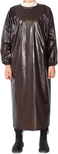 Extended Industrial Apron Double-sided Waterproof and Greaseproof Overalls Home Kitchen Apron Back Tie Design Unisex Oxford Coverall Wide Elasticated Tight Cuffs ( Color : Brown , Size : 125x120cm/49.