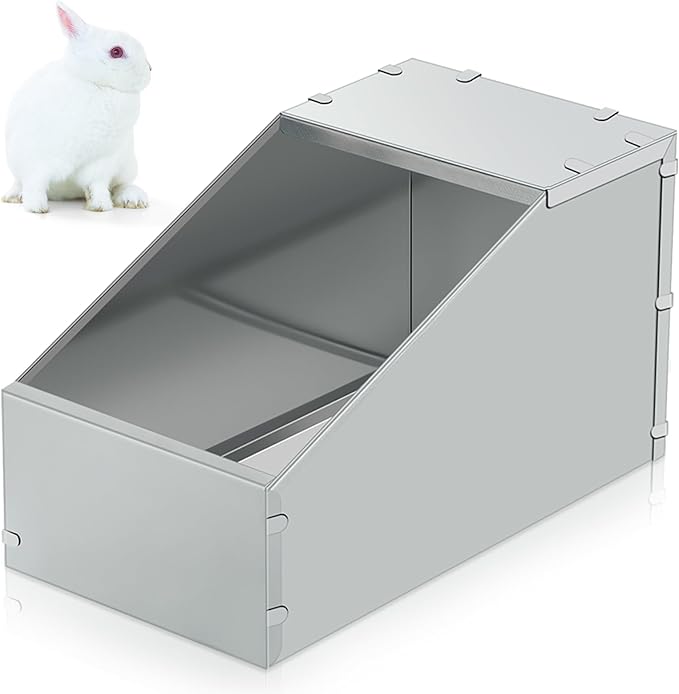 Maxcheck Galvanized Metal Rabbit Nesting Box Small Animal Nest with Removable Acrylic Floor Durable Easy to Clean for Indoor Outdoor Use Rabbit Supplies(1 Pcs,20 * 14 * 12 Inch)