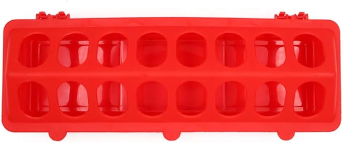 Flip Top Poultry Feeder Trough Small Chick Feeder Plastic Chicken Feeder No Waste Spill Proof for Birds Small Poultry (Red)