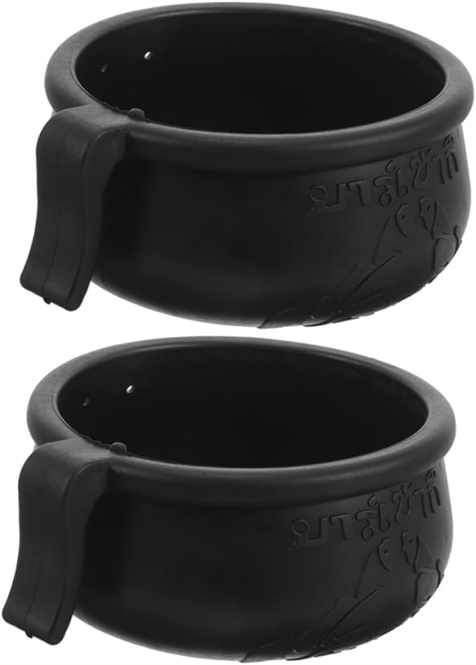 HANABASS Poultry Feeding Cup Rubber Chicken Water Drinker Hanging Bowl for Gamecock and Domestic Birds 5.5X4.5X2.4 Inches Set of 2