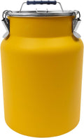 12L Airtight Food Storage Containers, Stainless Steel Rice Bucket with Locking Lid & Wide Mouth, Large Metal Grain Dispenser for Kitchen Pantry Organization - 3.17 Gal, Yellow