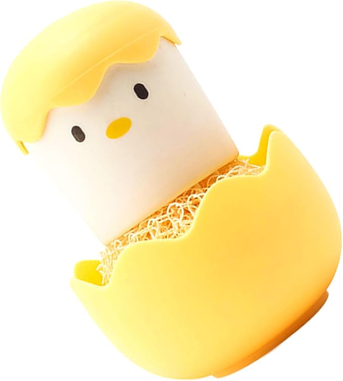 Cartoon Eggshell Dish,Cleaning Brush Long Lasting,Easy to Grip Cute Kitchen Scrub Brush,for Fresh Eggs and Incubator Scrub Brush for Washing Dishes Kitchen Utensils (Yellow)