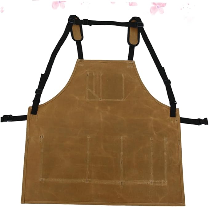Kisangel Waterproof Heavy Duty Canvas Garden Tool Apron Pockets Sturdy Oil-Proof Pinafore for Cooking and Outdoor Work