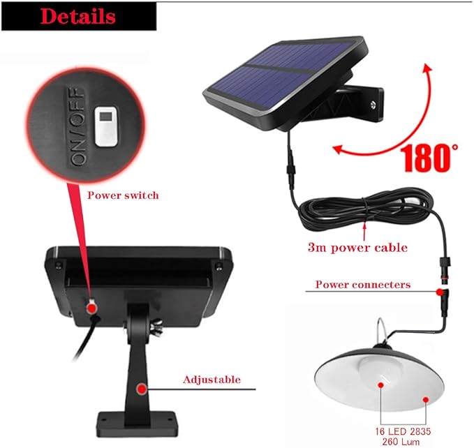 Solar Pendant Lights Upgraded Bulb Lights IP65 Waterproof Dusk to Dawn Auto Lamp with Remote Controller for Outdoor Shed Barn Chicken Coop Bullpen Pig Pen Stables Tents etc(Single Lamp)