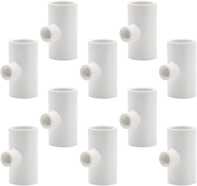 DECHOUS 10pcs PVC Threaded Tee Fittings for Automatic Chicken Waterer Poultry Nipple Waterer System Farm Use with 4-Way Connector for Chickens Ducks Geese