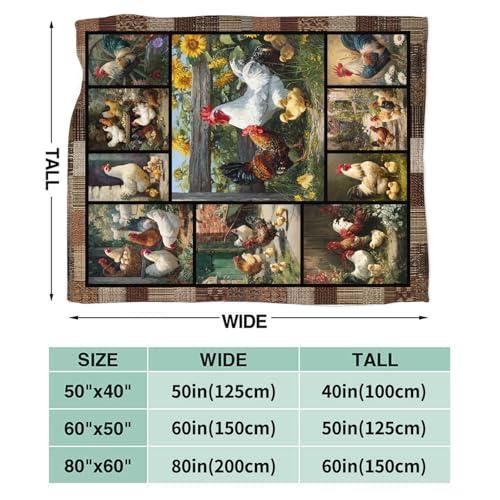 Farmhouse Rooster Blanket Chicken Gifts for Boys Girls 50"x40" - Flannel - Image 3