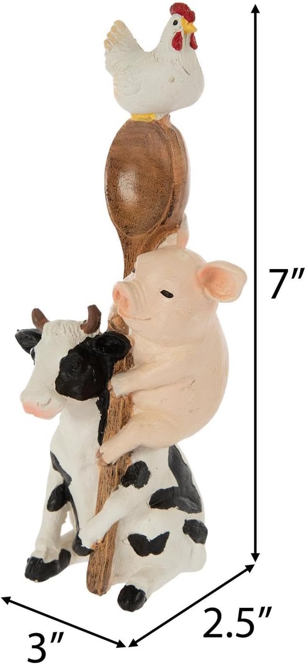 Hobby Lobby Farm Animal Kitchen Figurines, Farmyard Friends, Home Kitchen Coffee Bar Office Decor (Cow, Pig & Chick Spoon)
