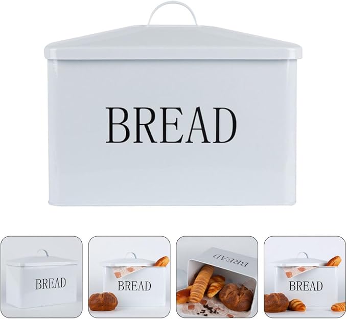 Metal Bread Box and Grain Storage Container with Handle Square Kitchen Countertop Storage Bin for Bread and Food Multifunctional for Home Use