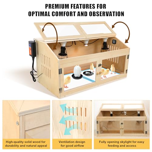 Intelligent Chicken Brooder Box for Chick with Smart Thermostat 32" Wide - Wood - Image 3