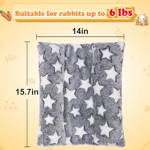 MEWTOGO 15.7" x 14" Bunny Bed for Rabbit Cage - 15.7 x 14In, Gray - Star, Flannel, Thickened & Soft - Image 6