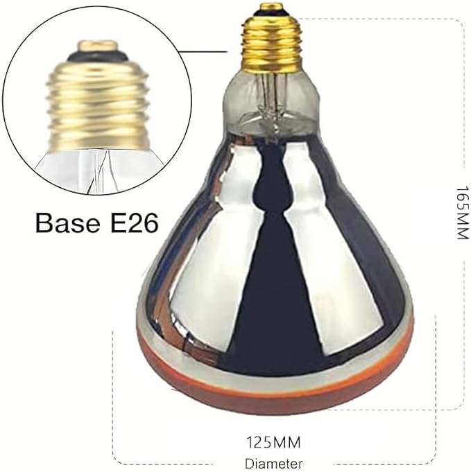 2 Pack 250W Heat Lamp Red Infrared Bulbs Glass Lamp Bulb for Food Service, Brooder Bulb, Chicks, Pet, Bathroom, Light Therapy Use E26 Base, Flood Light Heat Lamp.