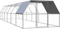 Weatherproof Outdoor Chicken Coop Large Walk-in Enclosure Outdoor Chicken Cage 9.8'x39.4'x6.6' Galvanized Steel for Outdoor Backyard Farm Garden