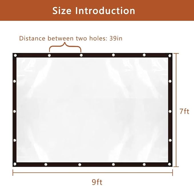 Clear-Tarps-7x9-Feet, Waterproof Tarps Outdoor Patio PE Windproof Thin Cover with Rustproof Grommets for Balcony Tent Cover Gardening Chicken Coop