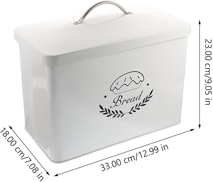 Metal Bread Box Kitchen Storage Box Iron Grain Storage Container with Lid Rectangular Vintage Bread Bin for Countertop Organization