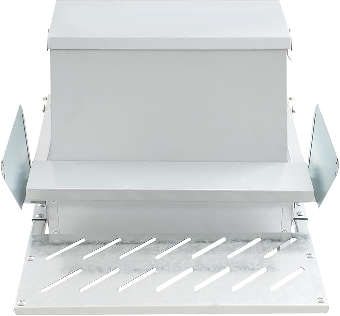 Automatic Chicken Feeder 25Lbs Large Capacity No Waste Poultry Feeder, Galvanized Steel Chicken Treadle Feeders Rat Proof Outdoor for Ducks,Pheasants, Fowl, Bantams