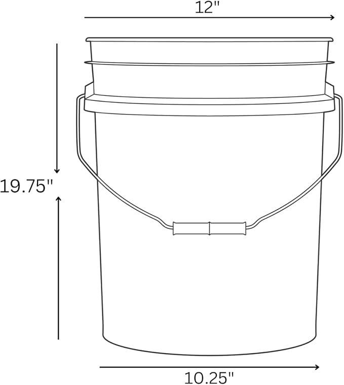 House Naturals 7 Gallon Large Green Food Grade - BPA Free- Made in USA Bucket Pail Container with Black Screw On Gasket lid (Pack of 2)