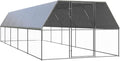 Galvanized Steel Large Chicken Cage 118.1x118.1x78.7 in Silver Weatherproof Outdoor Hen Pen Spacious Poultry Coop for Backyard Farm Garden