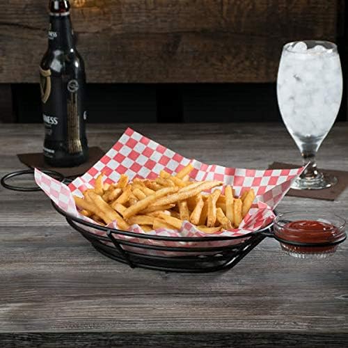 G.E.T. 4-38822 11 x 8 Oval Basket and 2 Holders, Clipper Mill, Iron Powder Coated, Black (Sauce Cups Sold Separately)
