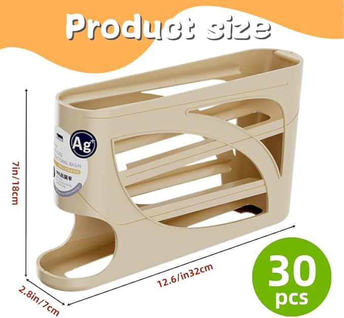 Egg Holder for Fridge,Egg holder countertop,Space-Saving Automatic Rolling Egg Dispenser for Refrigerator,4 Tiers egg dispenser Holds up to 30 pcs, Dispenser for Fridge