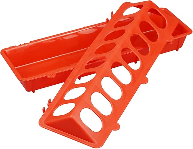 2Pcs Plastic Flip Top Chicken Feeders Plastic Small Poultry Feeder Drinker, Poultry Feeding Tray with Holes Poultry Trough Tool for Farm Chick Feeder