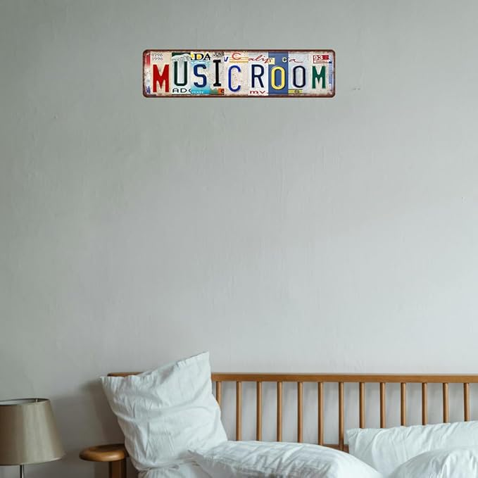 Music Sign Vintage Metal Tin Sign Music Room Decor Man Cave Posters Street Signs Home Bar Coffee Wall Art Decor 4 X 16 Inches