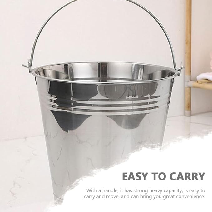 Kichvoe Stainless Steel Bucket with Lid Water for Farm Use Milking and Home Heavy-duty Pickup Bucket for Easy Carrying and Cleaning