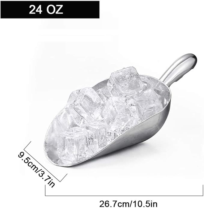 Ice Cube Scoop Cast Aluminum Shovel Scoops Multipurpose Kitchen Spoon For Ice Maker Freezer Coffee Bean Food 24 oz 1