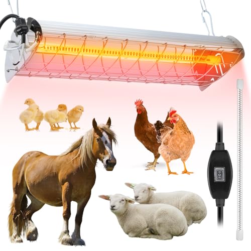 Large Chicken Coop Heater Lamp, 400W Carbon Fiber Chicks Brooder Heater Plates - White, Metal, Poultry & Livestock Heating by Yiabivo