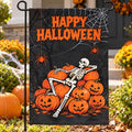 12 x 18 Inches Halloween Skeleton Garden Flag Decorations - Orange and Black, Burlap-Style Fabric by GCCL