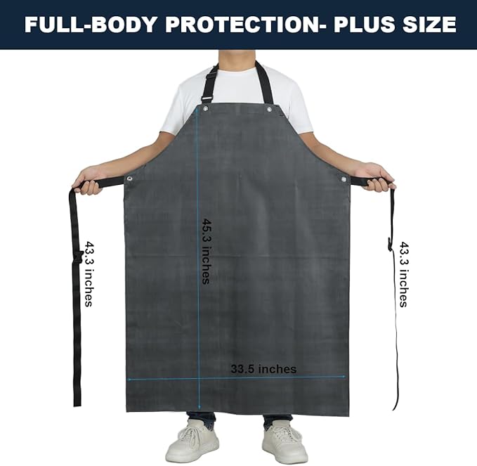 Thick Rubber Apron, Waterproof Apron Butcher Heavy Duty Chemical Resistant Adjustable Work Apron