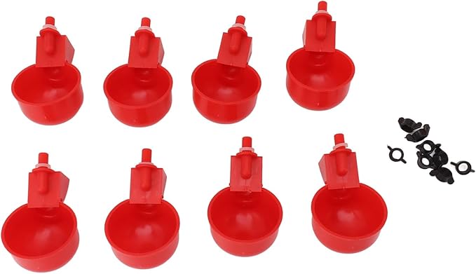 High Capacity Automatic Chicken Waterer Bowl with 12L Handheld Bucket Gravity Watering System for Quail, Easy Installation - Durable Plastic (Bucket + Red Bird Bowl + Black Screws)