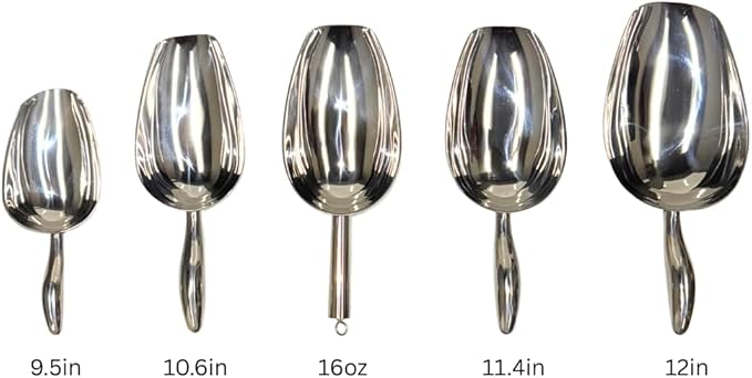 LEMONSODA Stainless Steel Utility Ice Scoop - 24 Ounces - Rustproof Metal - Great for Bar, Ice, Flour, Coffee, Containers - Bar Ice Scoop, Dry Bin, Dry Goods, Candy (12 Inches)