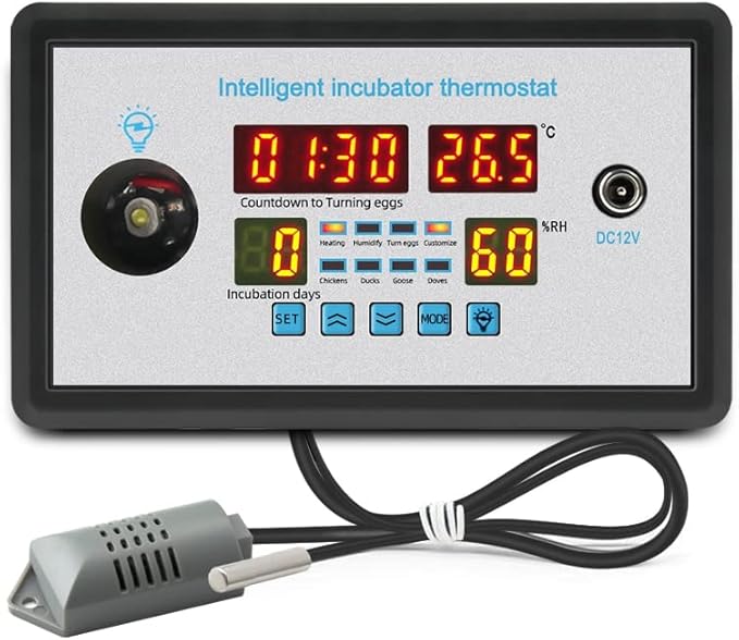 ZFX-W9002 Smart Thermostat Digital Temperature Humidity Control Incubator 360 Automatic Egg Turning 12V