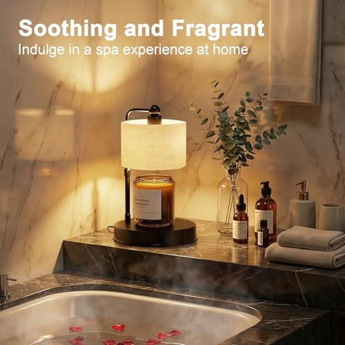 Candle Warmer lamp for 3 Wick Candles, Large Candle Warmer Lamp with Timer - Flaxen-Large, Linen, 2 Bulbs Included - Image 6