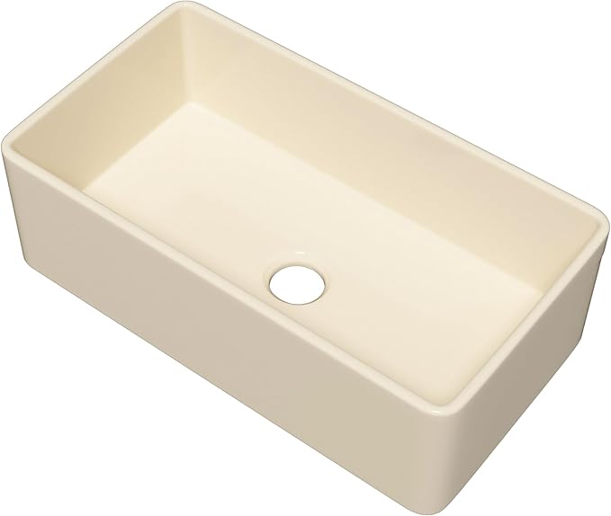 Bone Farmhouse Sink 33 Inch - Apron Front Kitchen Sink Reversible 33x18x10, Undermount Installation, Farm House Style Single Bowl, Heavy Duty Solid Fireclay, Bone Color, for Kitchen